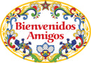 Ceramic Sign Home Decor "Bienvenidos Amigos" Yellow Geckos Latino Gift