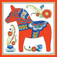 Wall Tile Design Red Swedish Dala Horse - OktoberfestHaus.com
 - 1