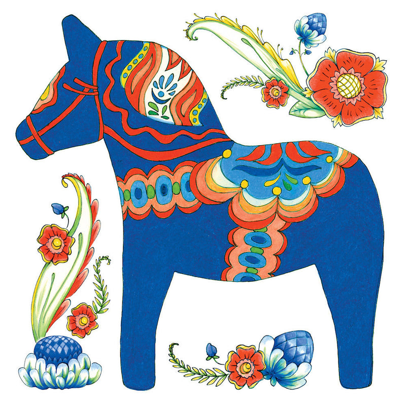 Ceramic Deluxe Plaque: Blue Dala Horse - OktoberfestHaus.com
 - 1