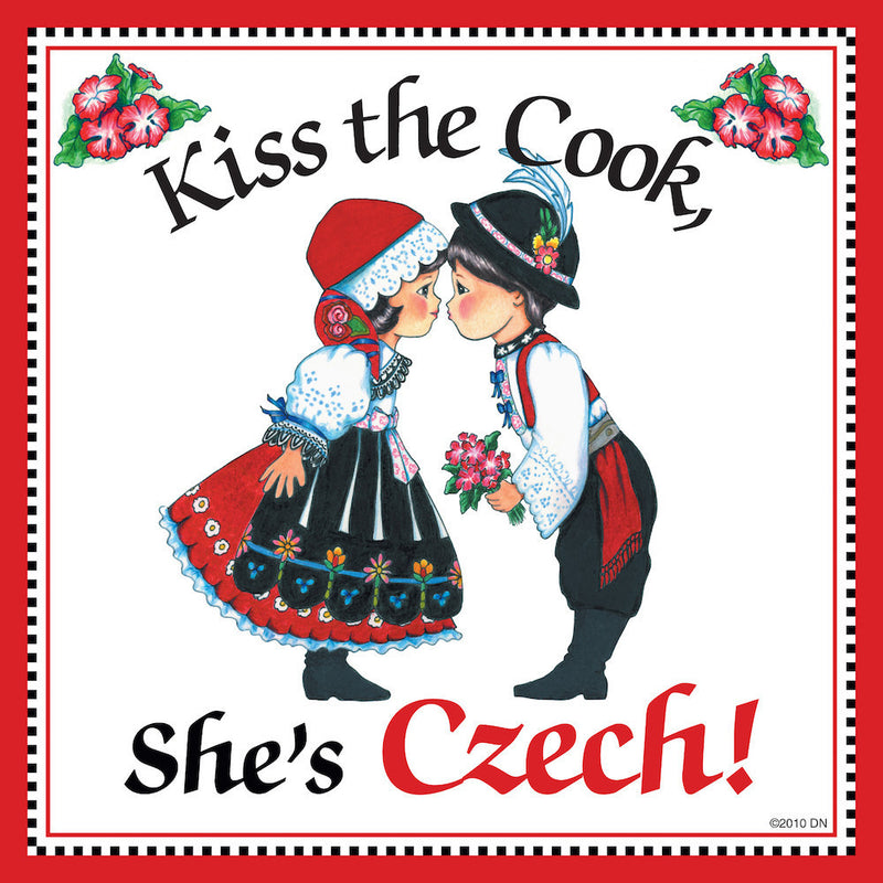 Czech Gift Tile "Kiss Czech Cook" - OktoberfestHaus.com
 - 1