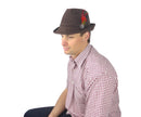 "German Hunter" Brown Hat Fedora And Edelweiss & Feather - OktoberfestHaus.com