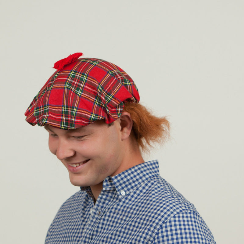 Scottish Hat with Brown Hair Wig - OktoberfestHaus.com
 - 3