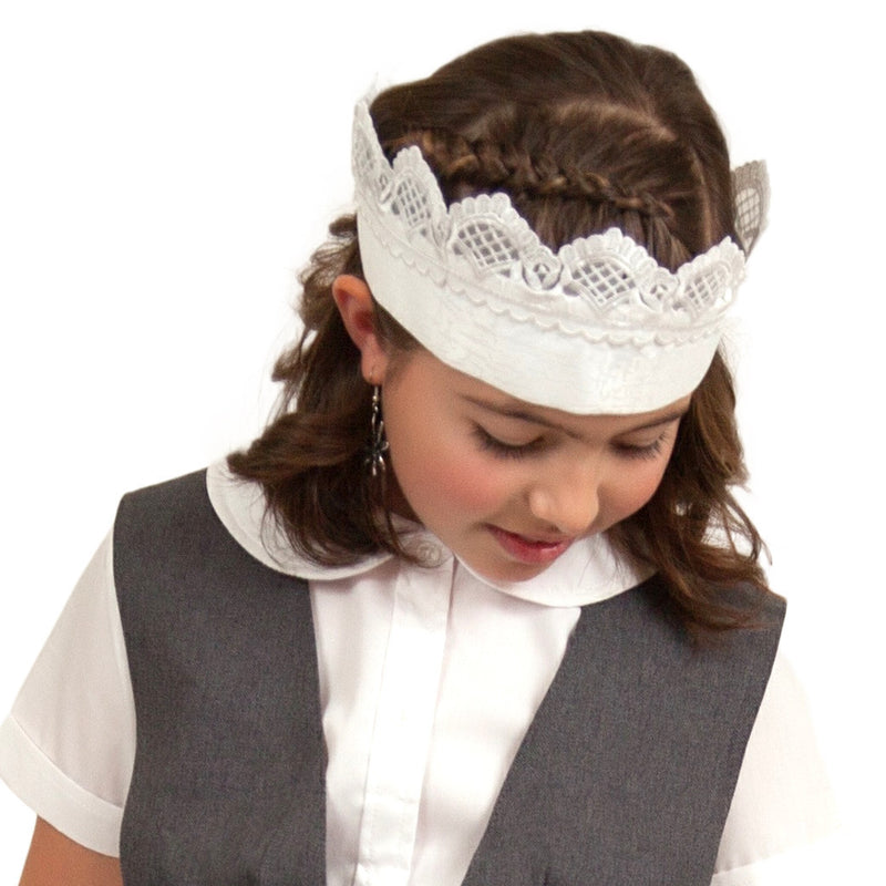 "Maid Costume" White Lace Headband and Youth (2yr-8yr) Ecru (Off White) Full Lace Apron Costume Set - OktoberfestHaus.com
 - 1
