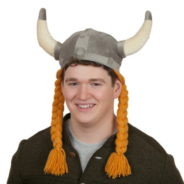 Hat: Cloth Viking Helmet with Braids - OktoberfestHaus.com
