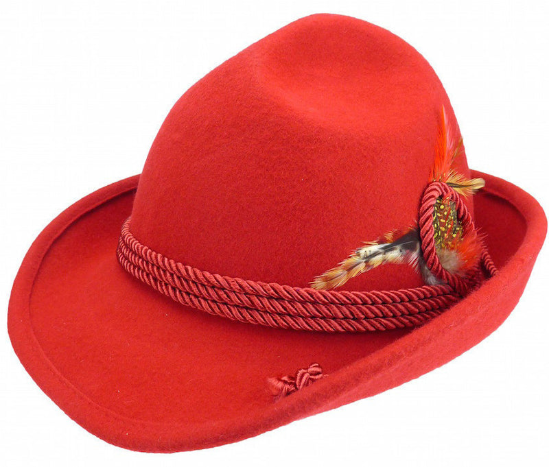 German Bavarian Style Red 100% Wool Hat - OktoberfestHaus.com
 - 1