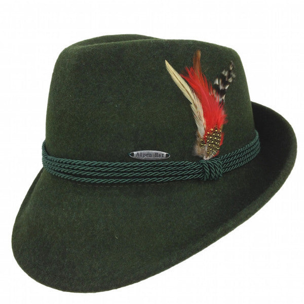 German Alpine Style Green 100% Wool Hat - OktoberfestHaus.com
 - 1
