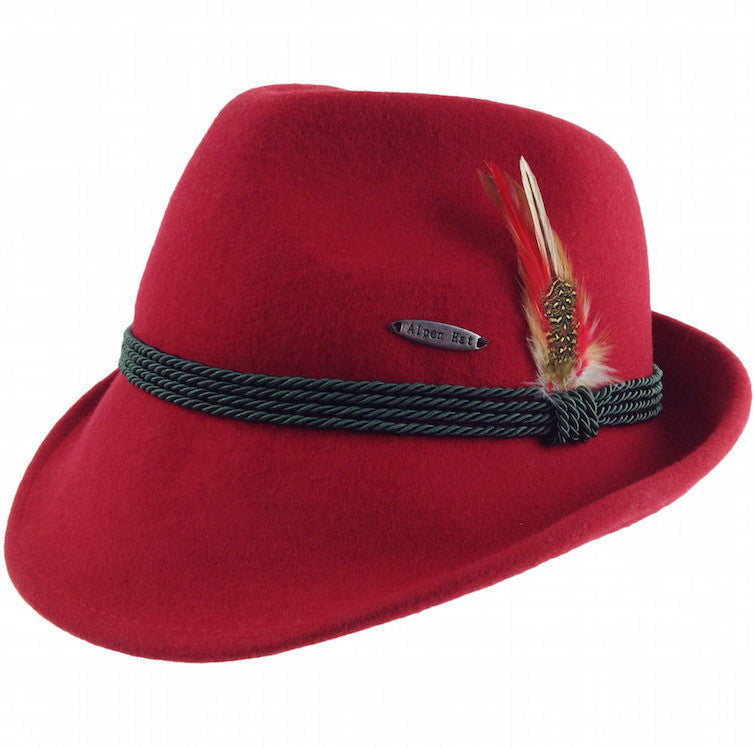 German Alpine Style Red 100% Wool Hat - OktoberfestHaus.com
 - 1