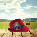 Deluxe Peacock & Blue Hat Feathers Metal Hat Pin