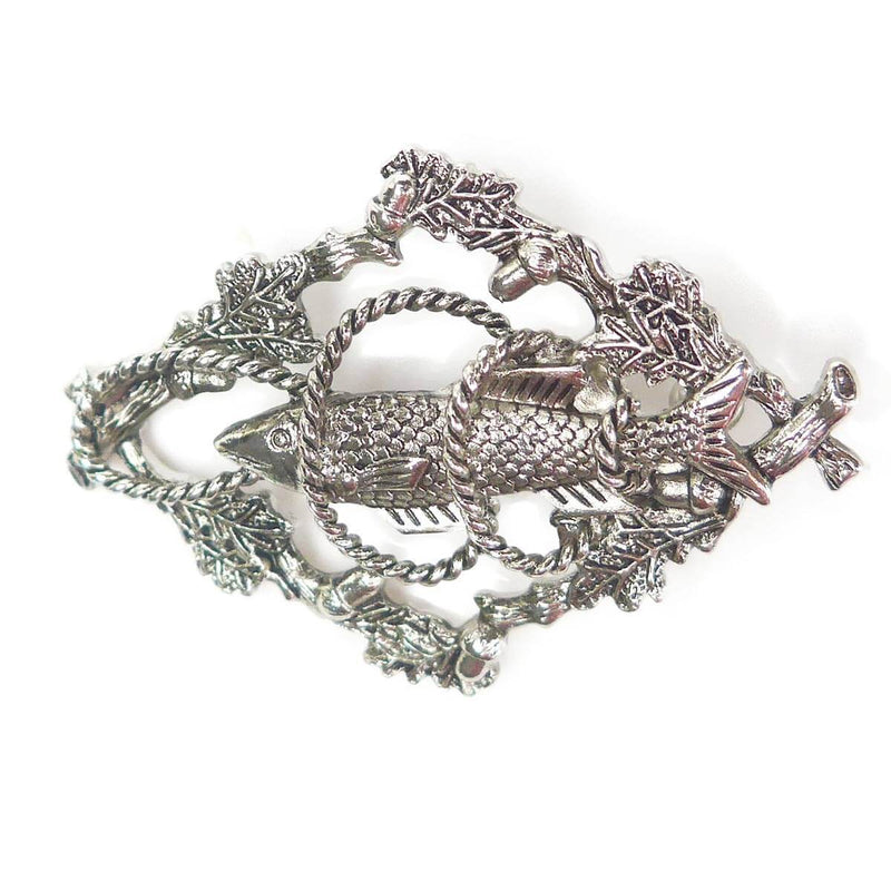 German Hunting Hat Pin with Fish & Ropes -1