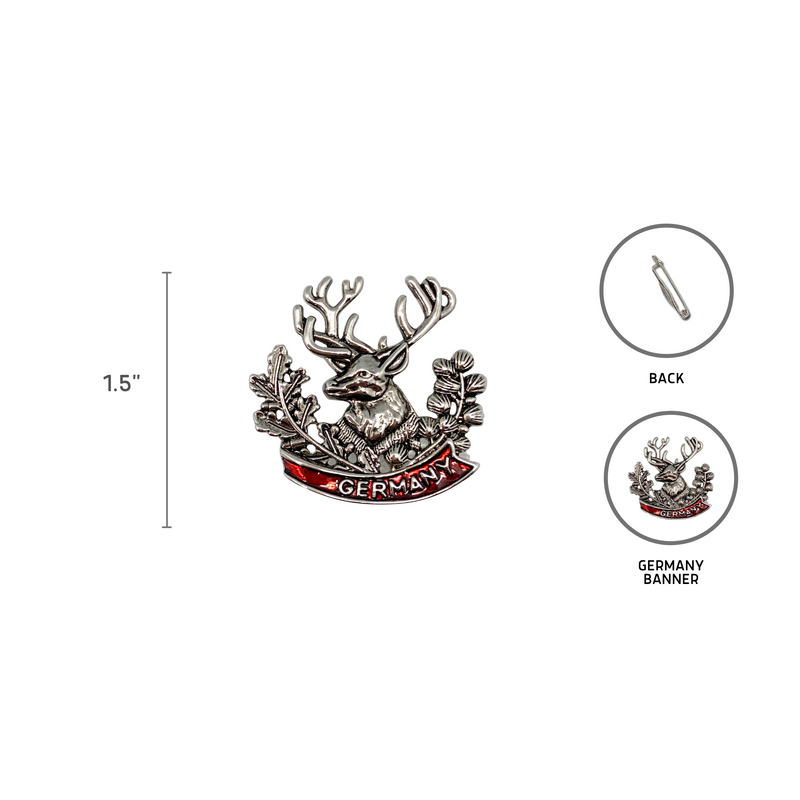 Medallion Stag Germany Banner Metal Hat Pin