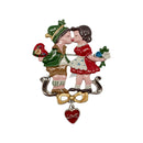 Colored Metal Kissing Couple Hat Pin