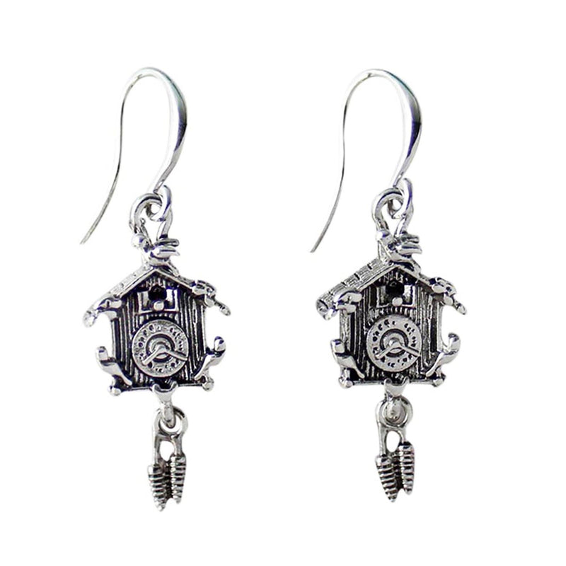 Cuckoo Clock Silver Plated Earrings Gift Idea