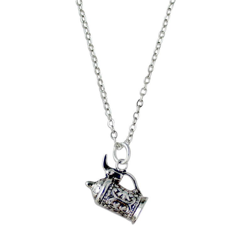 Beer Stein Pendant Silver Plated Necklace Gift Idea