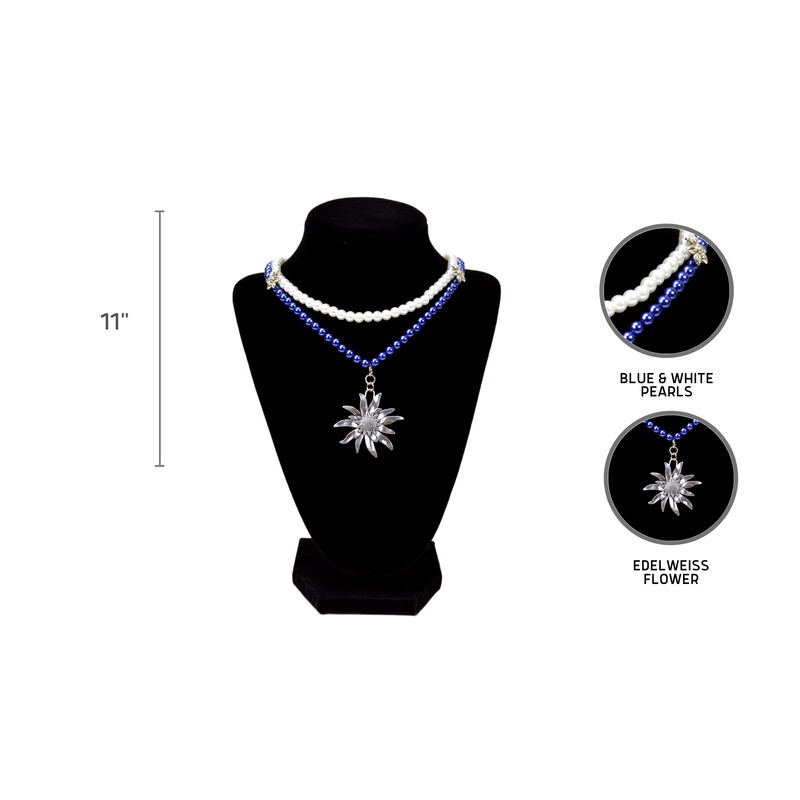 Edelweiss Necklace With Blue and White Pearl Jewelry