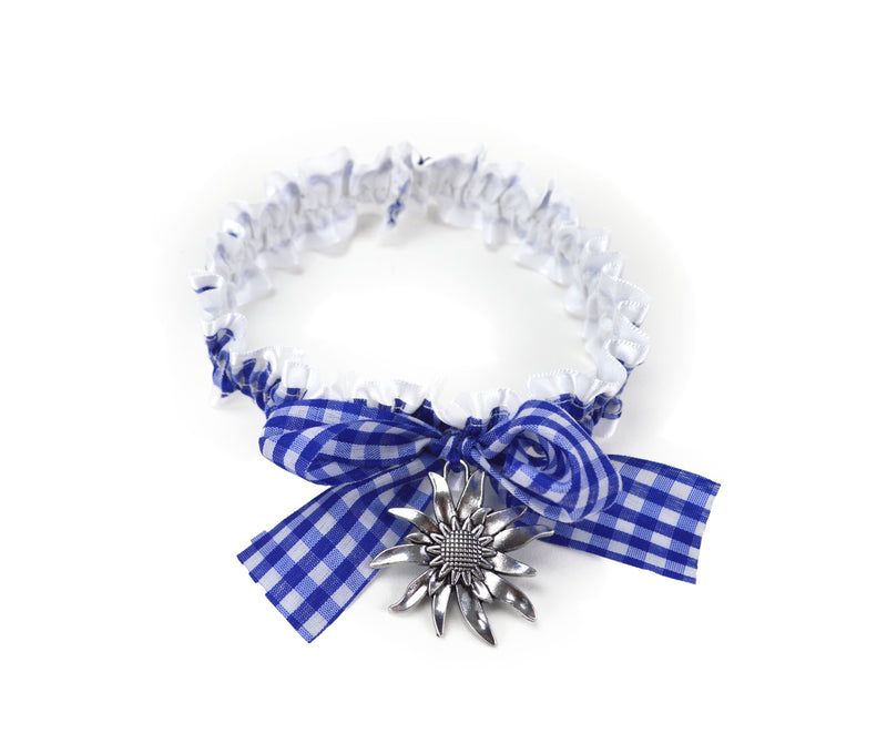 Blue/White Edelweiss Leg Garter Costume Accessory - 1 - OktoberfestHaus.com