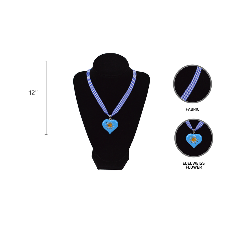 Blue Heart Edelweiss Necklace Jewelry