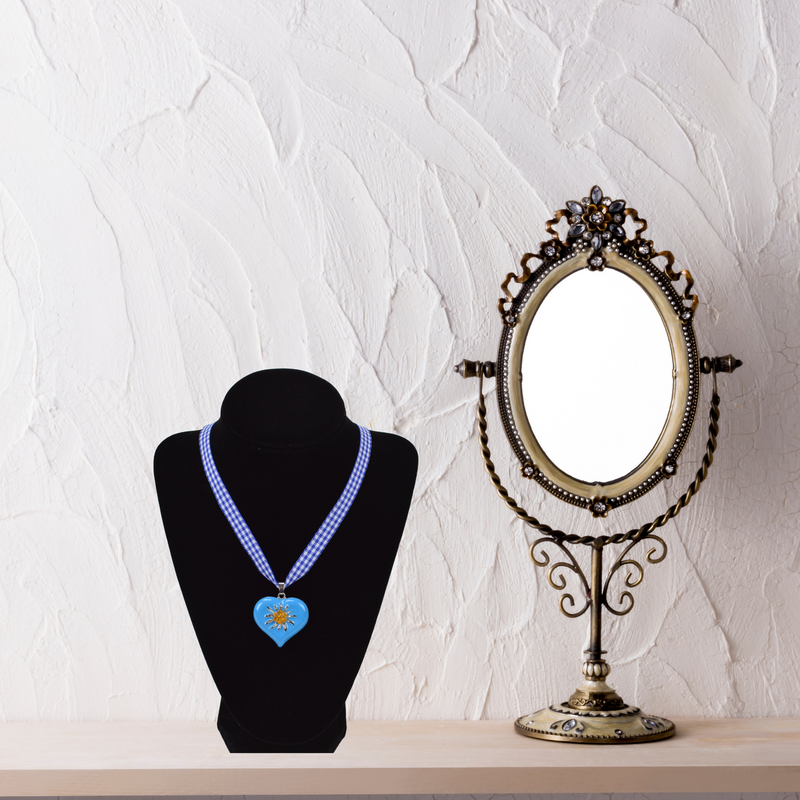 Blue Heart Edelweiss Necklace Jewelry