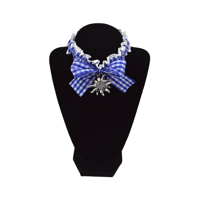 Bavarian Checker Pattern Collar with Edelweiss Pendant