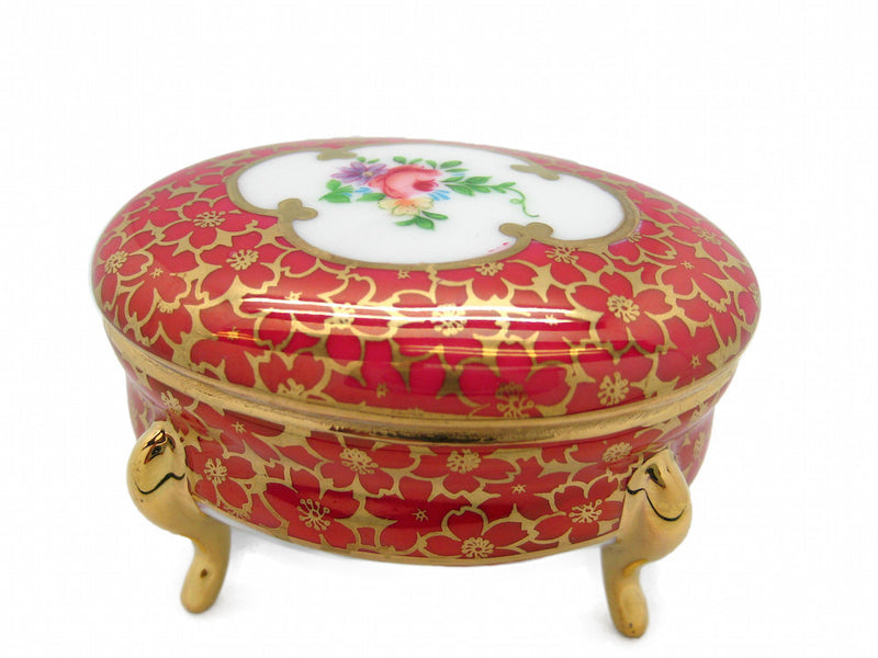 Vintage Victorian Antique Oval Jewelry Box Antique Red - OktoberfestHaus.com
 - 1