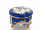 Vintage Victorian Antique Round Jewelry Box Royal Blue - OktoberfestHaus.com
 - 1