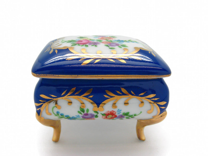 Vintage Victorian Antique Square Jewelry Box Royal Blue - OktoberfestHaus.com
 - 1