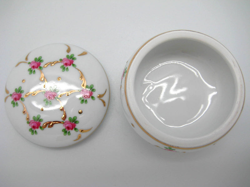 Vintage Victorian Antique Round Jewelry Box Desert Rose - OktoberfestHaus.com
 - 3