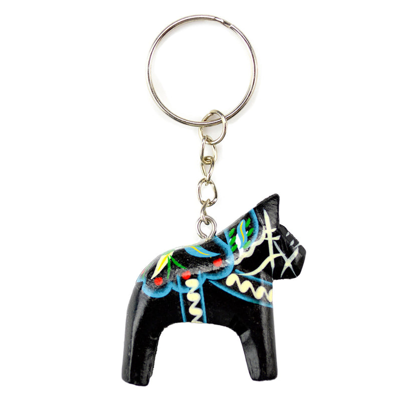 Black  Dala Horse 1.5" Keychain