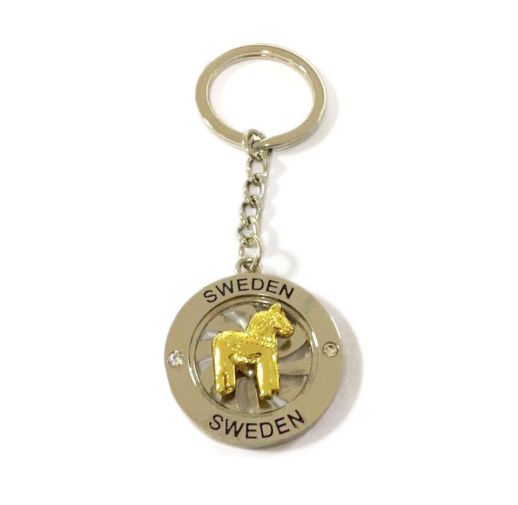 Red Dala Horse Spinner Metal Key Chain - OktoberfestHaus.com