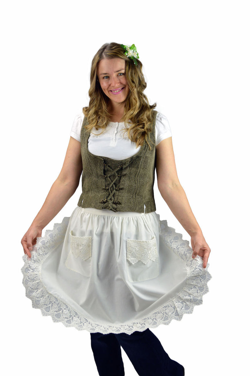 Victorian Lace Adult Half Apron Ecru - OktoberfestHaus.com
 - 1