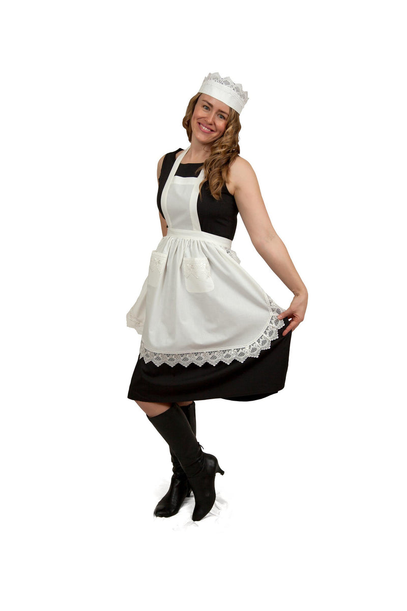 "Maid Costume" White Lace Headband and Small Ecru (Off White) Full Lace Apron Costume Set - DutchGiftOutlet.com - 1
