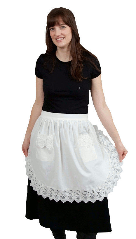 Victorian Lace Adult Half Apron White - OktoberfestHaus.com
 - 2