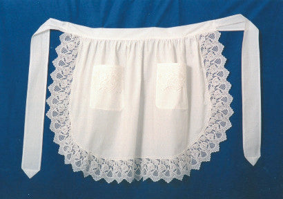 Victorian Lace Adult Half Apron White - OktoberfestHaus.com
 - 4