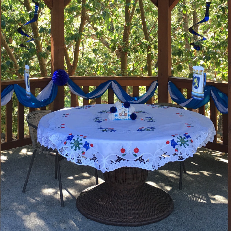 Lace Applique Edelweiss Round Tablecloth 36" - OktoberfestHaus.com
 - 1