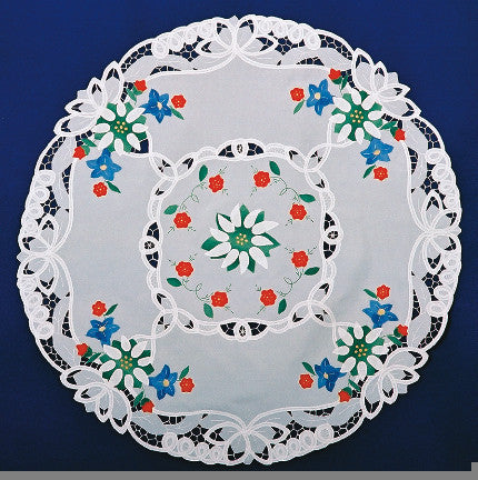 Lace Applique Edelweiss Round Tablecloth 36" - OktoberfestHaus.com
 - 2