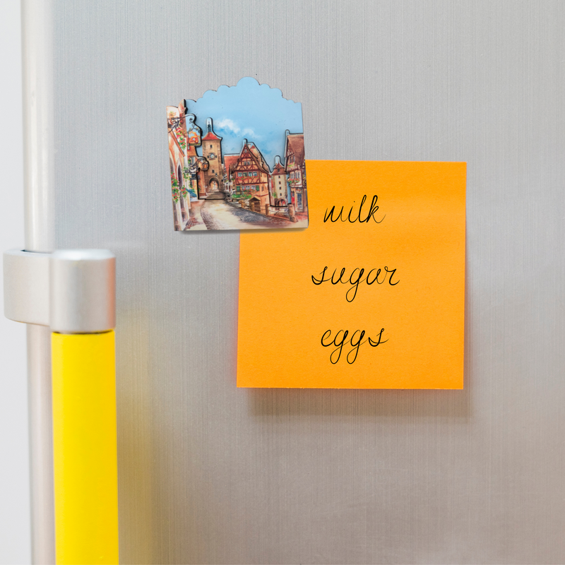 German Gift Idea German Village 3-D Kitchen Magnet