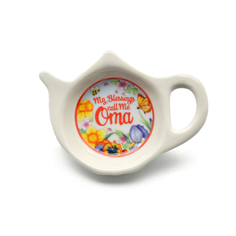 "My Blessings Call Me Oma" Teapot Magnet with Flower Design  - OktoberfestHaus.com