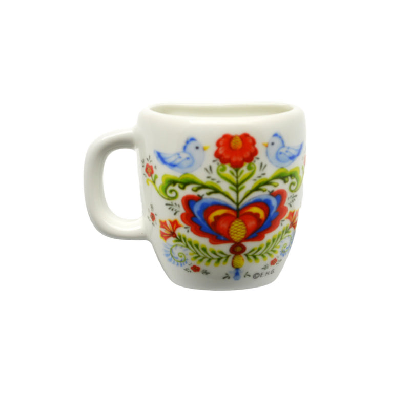 Rosemaling and Lovebirds Decorative Ceramic Mug Magnet - 1 - OktoberfestHaus.com