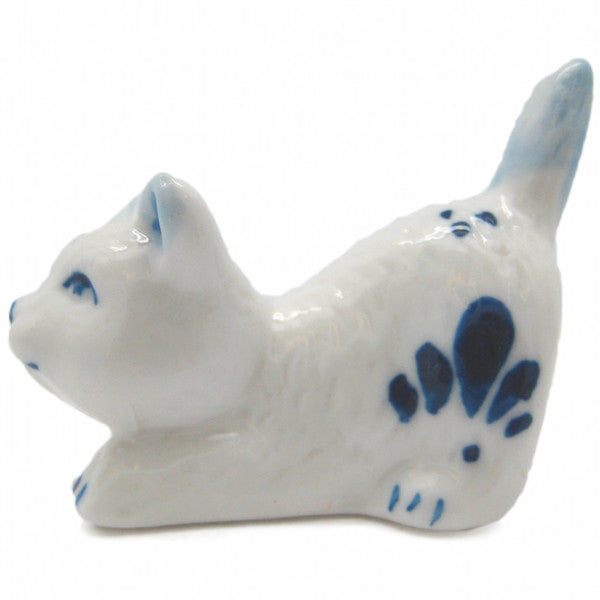 Porcelain Miniatures Animal Delft Happy Cat - OktoberfestHaus.com
 - 1