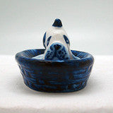 Miniature Animals Delft Blue Ceramic Dog Basket - OktoberfestHaus.com
 - 2