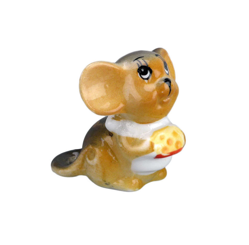 Collectible Ceramic Miniature Mouse with Cheese Color - OktoberfestHaus.com
 - 1