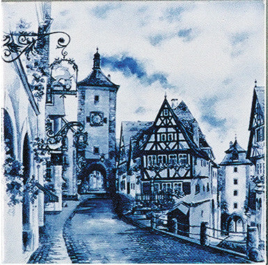 German Souvenir Rothenberg Fridge Blue Tile Magnet - OktoberfestHaus.com
 - 1