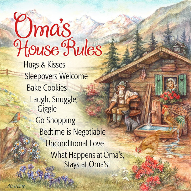 Gift for Oma Magnet Tile: Oma's House Rules - 1 - OktoberfestHaus.com