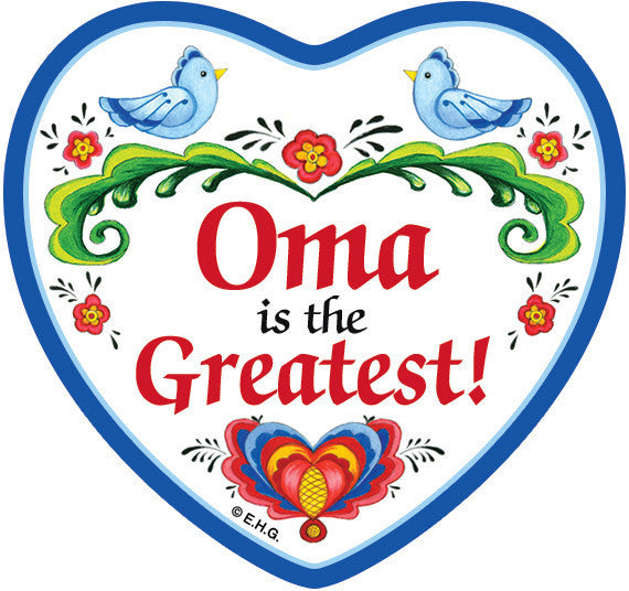 "Oma is the Greatest" Heart Magnet Tile with Birds Design - OktoberfestHaus.com