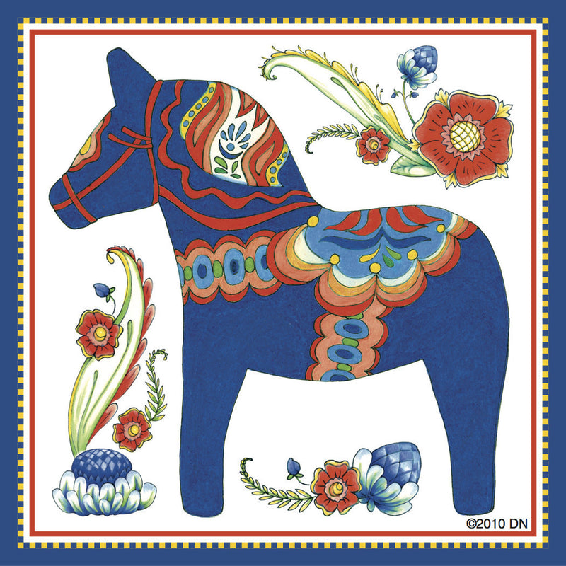Dala Horse Decorative Magnet Tile (Blue) - OktoberfestHaus.com
 - 1