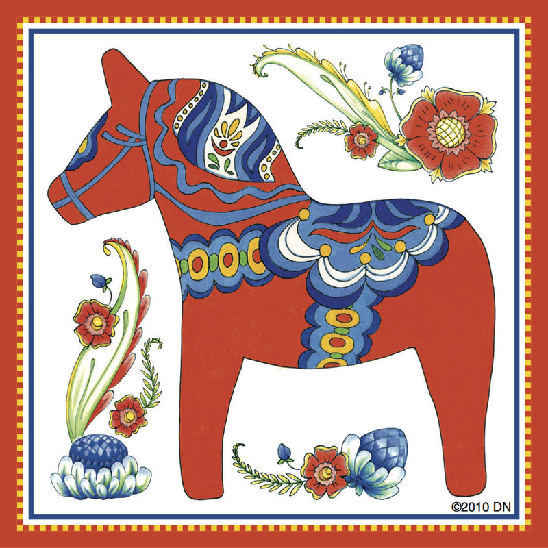 Dala Horse Decorative Kitchen Magnet Tile (Red) - OktoberfestHaus.com
 - 1