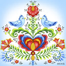 Tile Magnet: Rosemaling & Lovebirds - OktoberfestHaus.com
 - 1