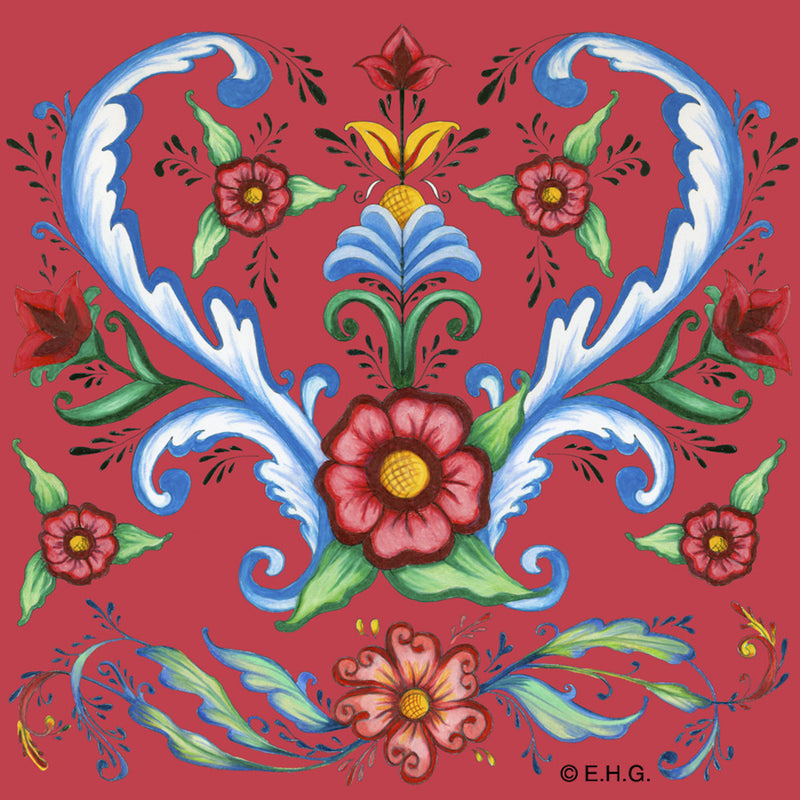 Tile Magnet: Hearts & Rosemaling - OktoberfestHaus.com
 - 1