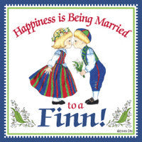 Finnish Souvenirs Magnetic Tile (Happiness Married To A Finn) - OktoberfestHaus.com
 - 1