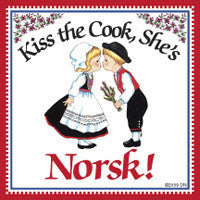Norwegian Gift Magnet Tile (Kiss Norsk Cook) - OktoberfestHaus.com
 - 1