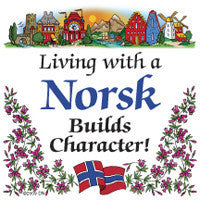 Norwegian Gift Magnet Tile (Living With A Norsk) - OktoberfestHaus.com
 - 1